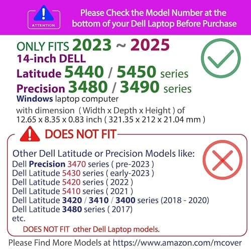 mCover Case ONLY Compatible for 2023～2025 14" Dell Latitude 5440 5450 Series/Precision 3480 3490 Series Windows Notebook Computer (NOT Fitting Any Other Dell Models) - Pink thumbnail 2