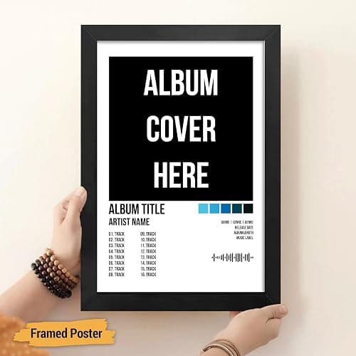 Custom Album Cover Print, Choose Your Own Album, Personalized Music Poster with Tracklist & Song Code, Framed or Unframed Wall Art Canvas, Gift for Music Lovers, Birthday & Graduation Gift for Him or Her thumbnail 4