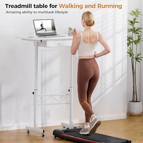 Small Standing Desk Adjustable Height Small Computer Desk Mobile Portable Rolling Laptop Table with Wheels 32" Computer Workstation Sit Stand Desks Portable Standing Table Treadmill desks thumbnail 2