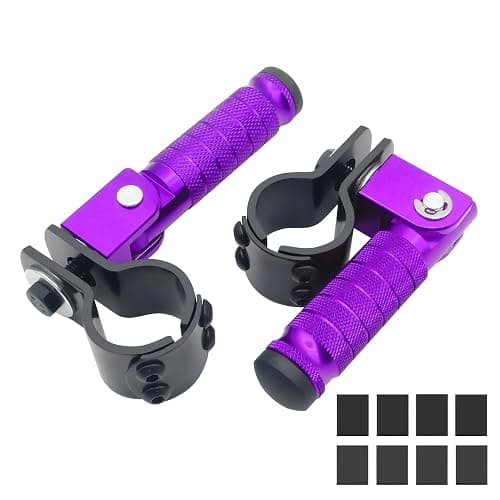 M8 Motorcycle CNC Aluminum 90 Degree Folding Rearsets Folded Motorbike Footrest Bicycle Footpegs Foot Pegs Pedal Universal (Purple) - Image 1