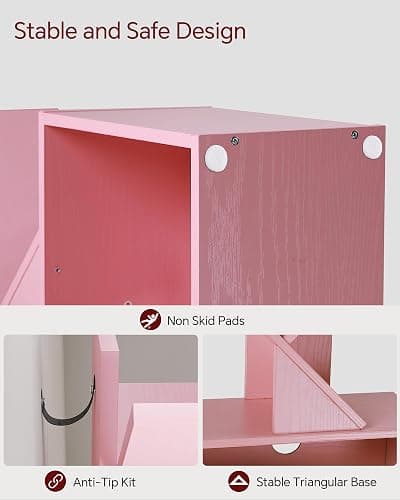 SUNMORY 6 Tier Tree Bookshelf, Tall Bookcase with Storage Cabinet, Modern Narrow Bookshelves Organizer, Floor Standing Book Shelf for Bedroom/Living Room/Home Office/Corner, Pink thumbnail 6