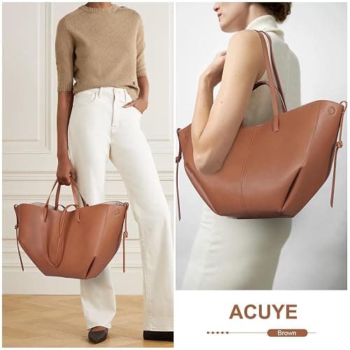 ACUYE, Borsa tote in pelle da donna, borsa a tracolla a forma di mezzaluna, borsa da lavoro thumbnail 3