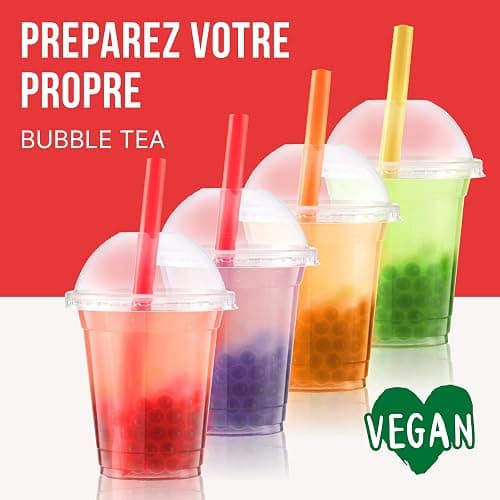 INSPIRE FOOD Bubble Tea Perles 4 paquets Fraise, Mangue, Pomme Verte, Myrtille | Bubble tea, perle de tapioca pour bubble tea | 100% vegan et sans gluten, sans colorant artificiel, 100g chacun thumbnail 2