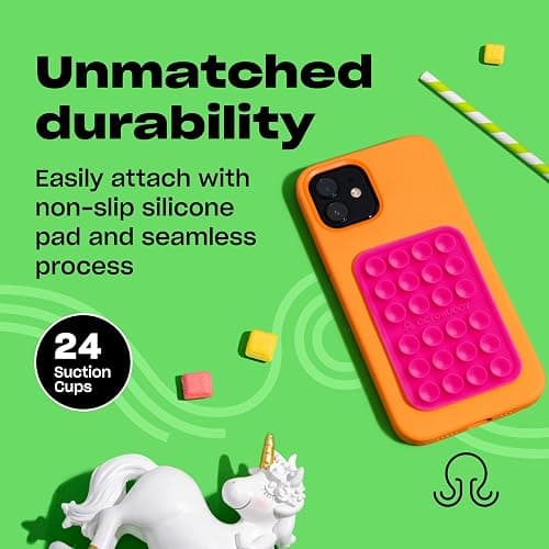 OCTOBUDDY Classic - Silicone Suction Phone Case Adhesive Mount, Hot Pink | Hands-Free, Strong Grip Holder for Selfies & Videos - iPhone & Android Compatible - 2.25″ x 3.25″ thumbnail 4