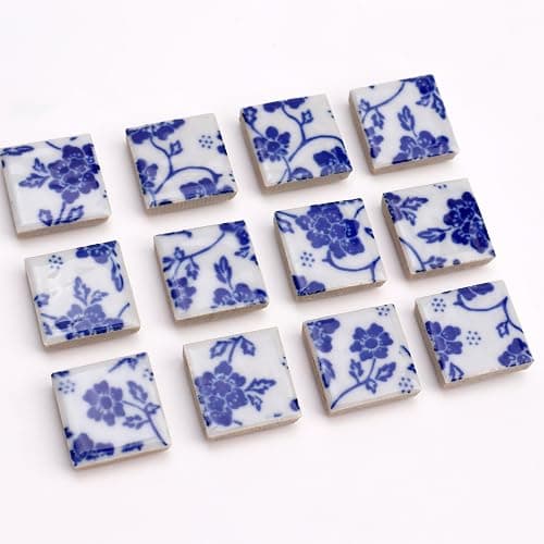 12 Pcs of Blue and White Porcelain Mosaic Refrigerator Magnets,Floral Pattern，for Photos and Notes on Offices, Kitchens Storage Cabinets Refrigerators Storage Cabinets and Whiteboards 11# thumbnail 4
