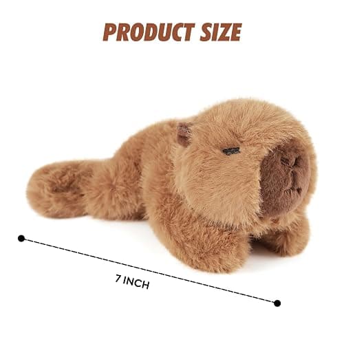 PEACH CAT Capybara Plush 7" Cute Capibara Stuffed Animals Soft Plushies Toys Gifts for Kids Brown thumbnail 3