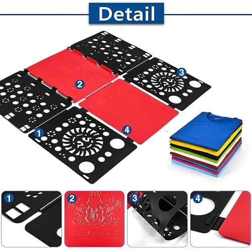 BoxLegend Version 3 Shirt Folding Board t Shirts Clothes Folder Durable Plastic Folding Helper Easy and Fast Folding Boards for Adults and Children, Black and Red thumbnail 7