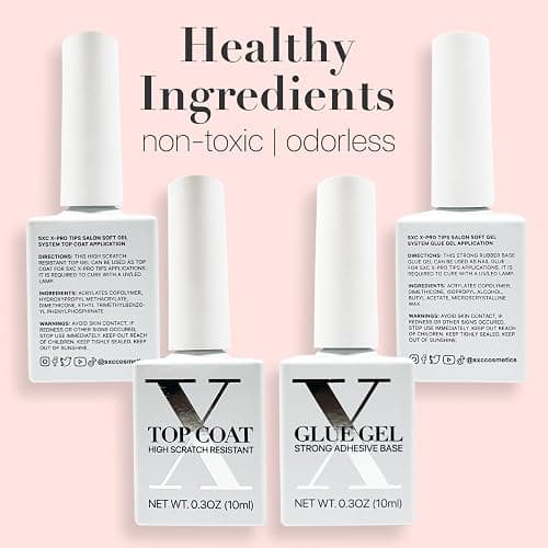 SXC Cosmetics French Tip Press On Nails Pink Series, Medium Square X-Pro Tips Starter Kit thumbnail 9