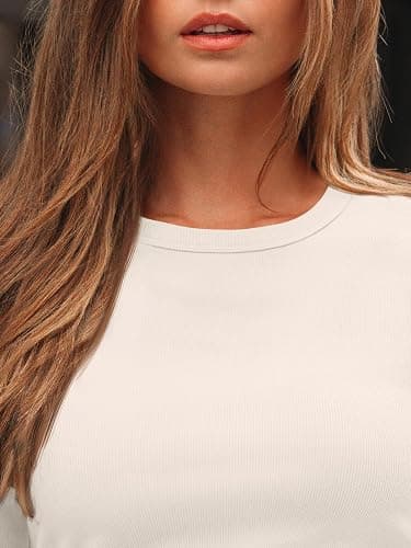 AUTOMET Women's Ribbed Long Sleeve Basic Top - Soft Stretch Crewneck Shirt for Work & Casual thumbnail 6