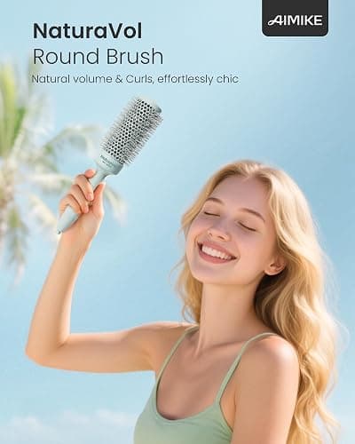 AIMIKE NaturaVol Round Brush for Blow Out, Round Hair Brush Nano Thermal Ceramic & Ionic Tech, for Blow Drying & Salon-like Styling at-home, Maximum Volume Shine - 1.7” Barrel, 2.5” w/Bristle thumbnail 7