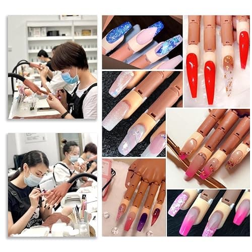 LIONVISON Practice Hand for Acrylic Nails, Flexible Nail Practice Hands Training Kits, Fake Manican Hands for Nails Practice, Movable Nail Maniquin Hand with 300PCS Nail Tips, File, Brush and Clipper - TypeA-nail hand with tools thumbnail 2