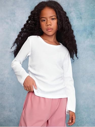 Azmxynol Girls Clothes 2 Piece Outfit Ribbed T-Shirt Top + Cargo Pants, Girls Fall Clothing Set, Sizes 5-16 Years thumbnail 4