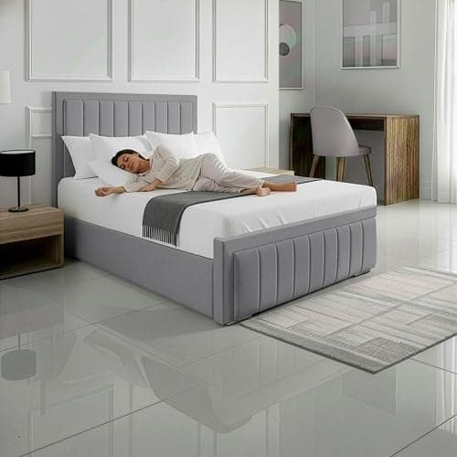 SANA SLEEP 4FT6 Ottoman Designer Plush Velvet Upholstered Bed Frame With Storage Option - Plush Grey thumbnail 6