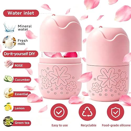 Skincare Tools Set with Facial Cleansing Brush, Ice Roller & Gua Sha Set | Pink Facial Cleansing and Massage Set, Reusable Ice Face Roller for Wrinkles Fine Lines Puffiness, Self Care Gifts for Women thumbnail 5