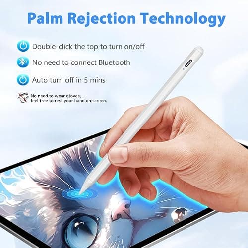 Stylus Pen for iPad A16 11th/10th Palm Rejection & Fast Charging Stylus Pen 2025-2018 Stylus Pencil for Apple iPad 11th/A16/10/9/8/7/6th,Pro 12.9/11/13 inch M4,Air M2/M3/5/4/3,Mini A17/5th/6th thumbnail 2