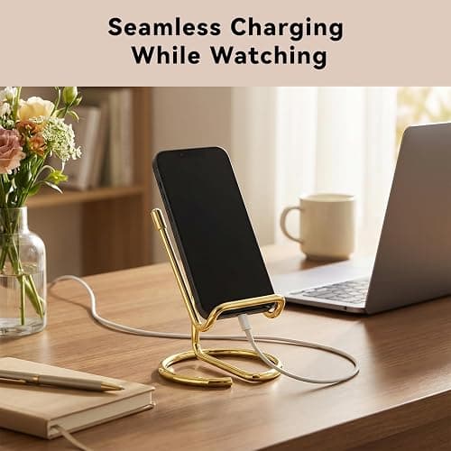 Bruislard Gold Handy Ständer Tisch Edelstahl Universal Händyhalterungen | Handyhalter Schreibtisch, Mobile Halterung, Tabletständer, schreibtisch zubehör, für alle Mobiltelefone und Tablets thumbnail 4