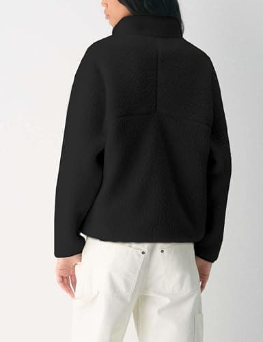 Fleece Pullover Sherpa Jacket - SIZE LARGE - COLOR BLACK thumbnail 5