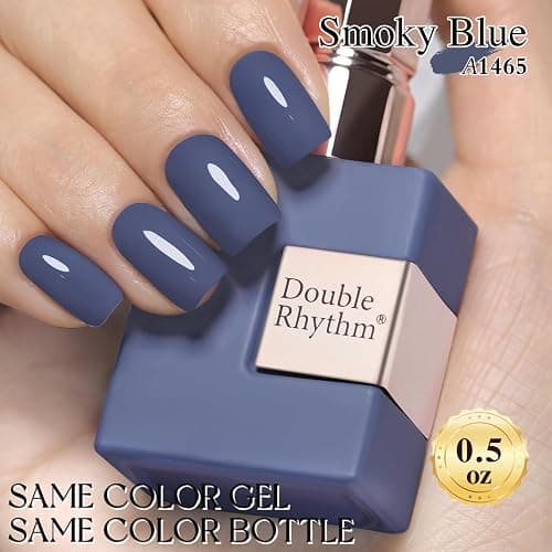 Double Rhythm 15ML Gel Nail Polish Pure Sheer Same Color Same Bottle Soak Off Gel Polish Art Manicure Salon DIY at Home for Women (Deep Blue Gray-A1465) thumbnail 4