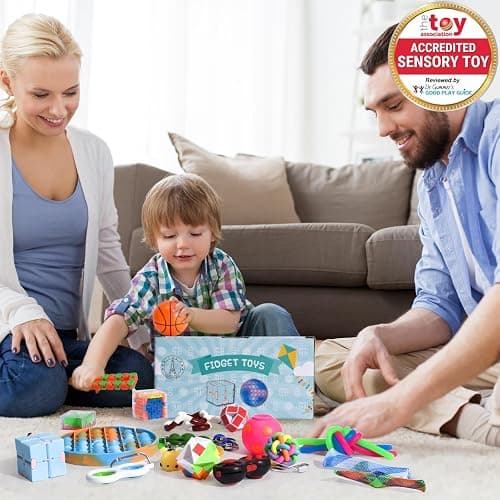 FrenchWay Fidget Toys Pack – Lot de Jouets Anti Stress pour Enfants et Adultes – Objets Satisfaisants pour Evacuer le Stress et Booster la Concentration – Pop It Balle Anti-Stress Main Collante Inclus thumbnail 2