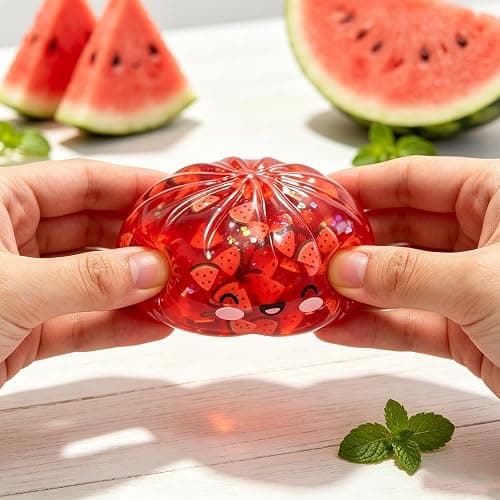 Stress Relief Squishy, Random 1 of 7 Color, Squeeze Party Favor Gifts | Random 1 of 7 Color, Mystery Watermelon Scented Edition, Stress Relief Sensory Squeeze for Holiday Gifts Party Favors thumbnail 7