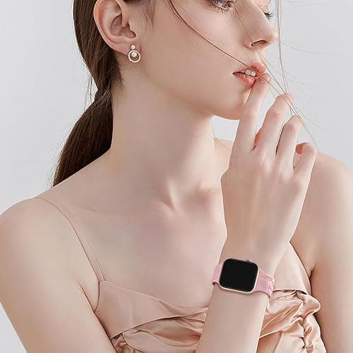 Easuny 8 Pack Bands for Women Compatible with Apple Watch 40mm 41mm 38mm 42mm 44mm 45mm 46mm 49mm iWatch Series 11 10 9 8 7 6 5 4 3 Ultra SE 3 SE 2nd, Soft Silicone Floral Engraved Dressy Wrist Straps thumbnail 7