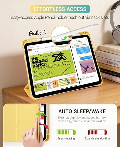 CoBak Case for iPad (A16) 11th Generation 11 Inch 2025, iPad 10th Generation Case 10.9 Inch 2022 - Protective Cover with Multi-Angle Includes Portrait Stand, Pencil Holder and Auto Wake/Sleep, Yellow thumbnail 5