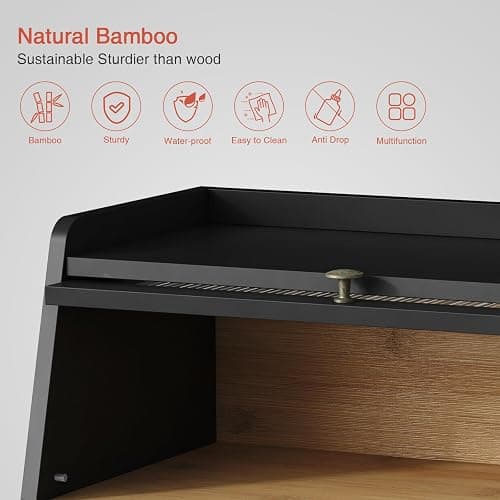 Goozii Large Bread Box for Kitchen Countertop, Black Bread Storage Container for Homemade Bread, Double Layer Farmhouse Breadbox Organizer for Kitchen Counter Cabinet, Pantry, Cupboard (Black) thumbnail 7