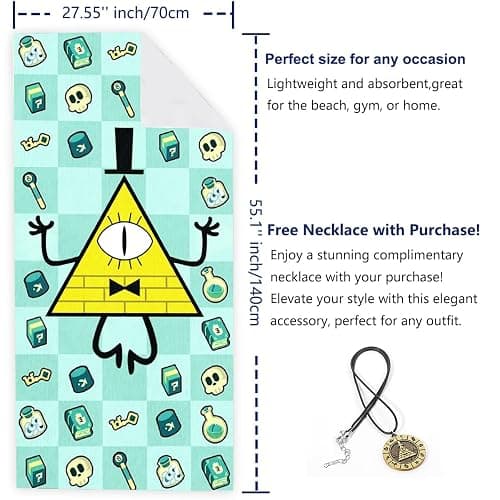 EIKOU Gravity Falls Beach Towels 27.5"X55" Bill Cartoon Cipher Art thumbnail 6