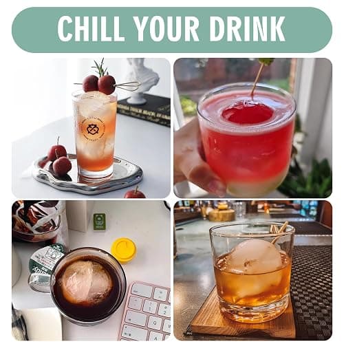 WIBIMEN Large Ice Cube Molds, Big Round Whiskey Ice Cube Trays for Freezer, Easy to Fill & Release, Whiskey Bourbon Cocktail(2.5In*8 Balls- Blue/2 Pack) thumbnail 7