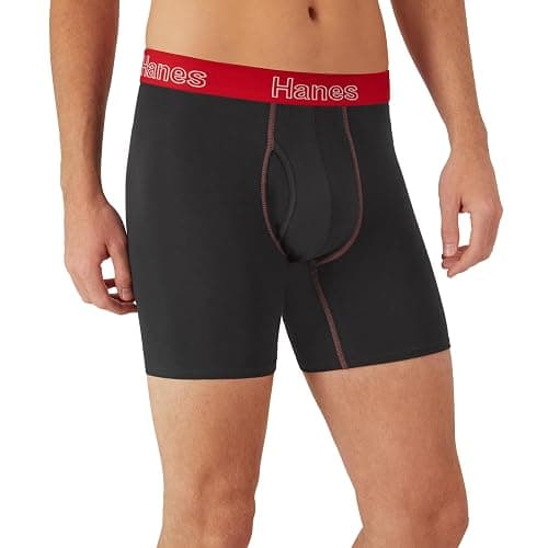 Hanes Men's Boxer Brief Underwear Pack, Stretch Cotton Boxer Briefs for Men, Moisture-wicking, 6-pack thumbnail 4