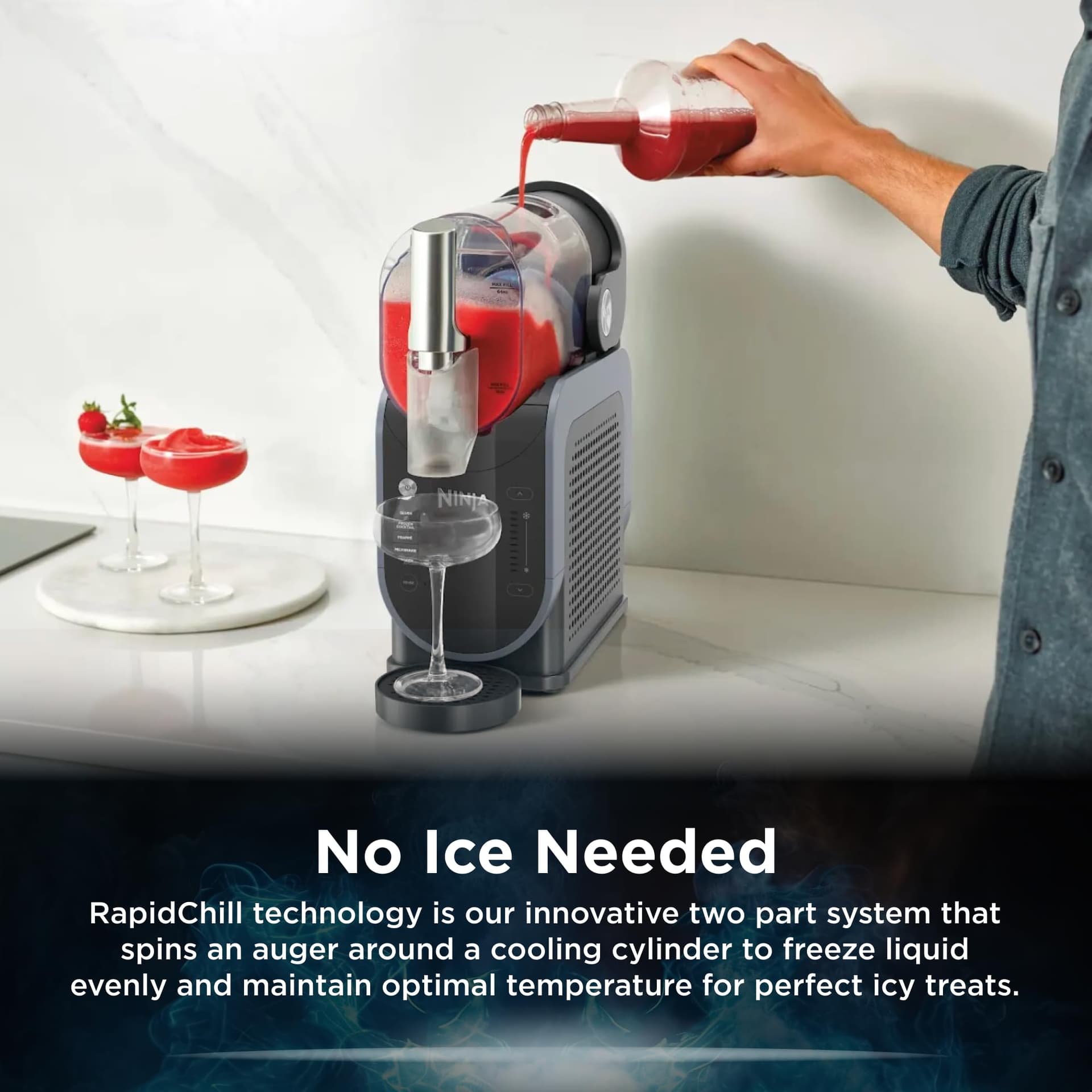 Ninja SLUSHi Professional Frozen Drink Maker, 5 Preset Functions, Compact Size, Up to 9 servings with 2.6L Capacity, FS301ANZ, Artic Blue and Grey thumbnail 2