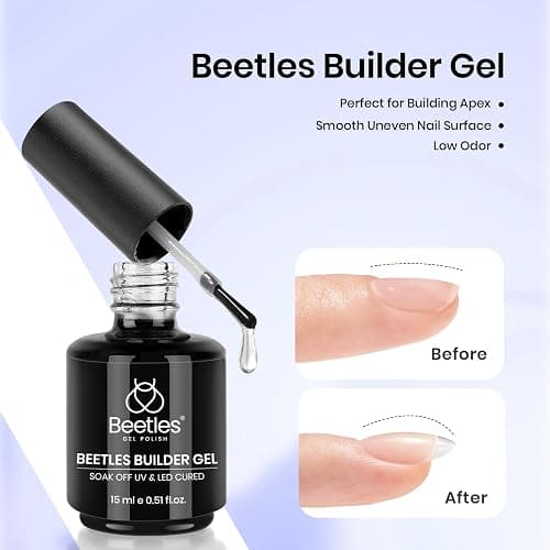 Beetles 3Pcs 15ml Builder Nails Gel with No Wipe Top Coat and Base Coat Set, Nail Extension Strengthening Nail for UV LED Lamp, Soak Off Gel Nail Polish for Nail Art thumbnail 4