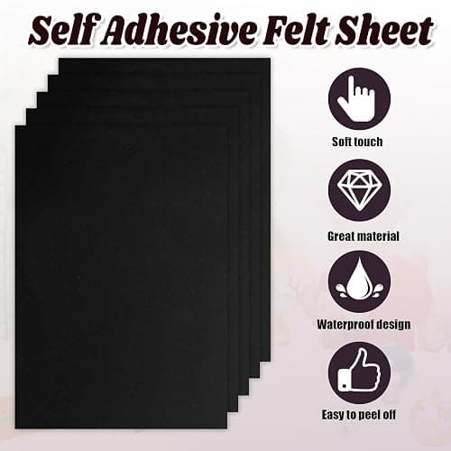 Biaungdo 6 Pcs Self Adhesive Felt Sheets, Black Felt Sheet with Adhesive Backing, 8 x 12 Inch Felts Fabric Peel and Stick Felts Liners for Arts Crafts Drawer Jewelry Box(A4 Size) thumbnail 3