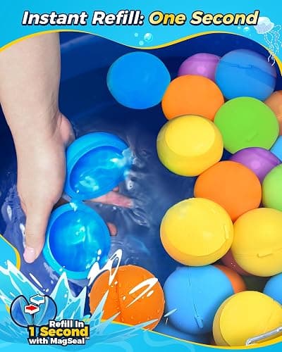 SOPPYCID Reusable Water Balloons for Kids,12 PCS Magnetic Refillable Water Bombs Pool Toys, Outdoor Water Toys Self-Sealing Splash Balls for Kids & Adult Activities, Summer Fun Party Games thumbnail 3