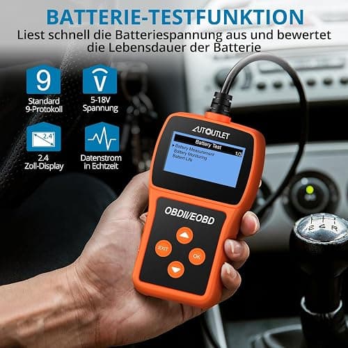 AUTOUTLET OBD2 Diagnosegerät, Auto OBD2 Scanner Codeleser OBD2 EOBD Motor Fehlercodeleser Scanner mit DTC-Definition, 10 Sprachen, Spannungserkennung und -überwachung, KFZ-Fehlercode-Lesegerät thumbnail 4