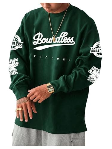 MakeMeChic Men's Graphic Oversized Sweatshirt Long Sleeve Crew Neck 90s Vintage Tee Shirts Streetwear - Image 1