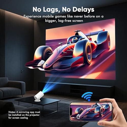 [ Built-in Google TV & Voice Control] WISHOLY Mini Projector with WiFi and Bluetooth, Built-in Streaming Apps, Portable Movie Projector 4K with 180° Rotatable for Outdoor, Home Theater, Movie Night thumbnail 8