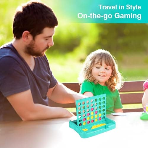 Vikutu 4 in a Row Connect Game, Travel Board Games for Kids Adults, Get 4 in a Row to Win - 9 x 7.4 inches (Green) thumbnail 5