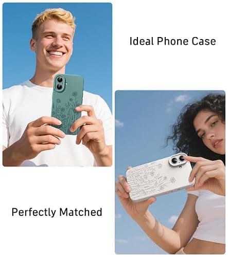 FEWGEY Silicone Phone Case for iPhone 16 Compatible with Magsafe, Hard Liquid Silicone Cute White Spring Floral Design Shock Proof Heavy-Duty Protection for Women Girls thumbnail 3