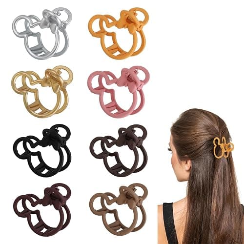 8 PCS Mouse Lady Thick Hair Barrette Clurly Vintage ABS Resin Colorful Hair Claw Clips Hair Jaw Clips Non-Slip Hair Catch Jaw Clamp Styling Accessories for Women Girl for Party Celebration (8 Colors) - Image 1