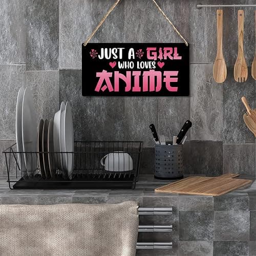 Funny Just a Girl Who Loves Anime Wood Sign Rustic Anime Lovers Wooden Hanging Plaque for Home Living Room Girl Bedroom Wall Art Decoration 6 x 12 Inches Present thumbnail 4