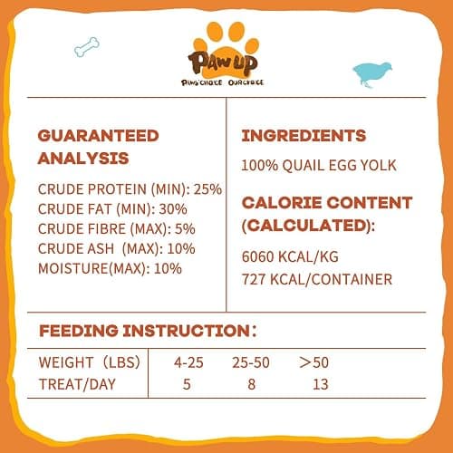 PAWUP Freeze Dried Quail Egg Yolk Pet Treats, Freeze-Dried Pet Food for Dogs, Cats, Pure Fresh Ingredient, 4.2 oz, Rawhide Free, Gluten&Grain Free thumbnail 9