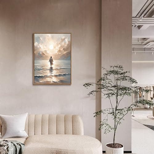 KISSFOX Jesus Canvas Wall Art Jesus Walking On Water Framed Wall Art Christian Religious Modern Serenity Prayer Canvas Art Prints Artwork For Prayer Room Living Room Bedroom Kitchen, 12x16 inch thumbnail 6