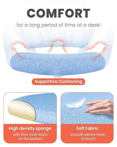 NEO CHAIR Office Desk Computer Chair Ergonomic Mesh Gaming Mid Back Seat with Comfy Lumbar Support Adjustable Height Swivel for Home Task (Sky Blue) thumbnail 5