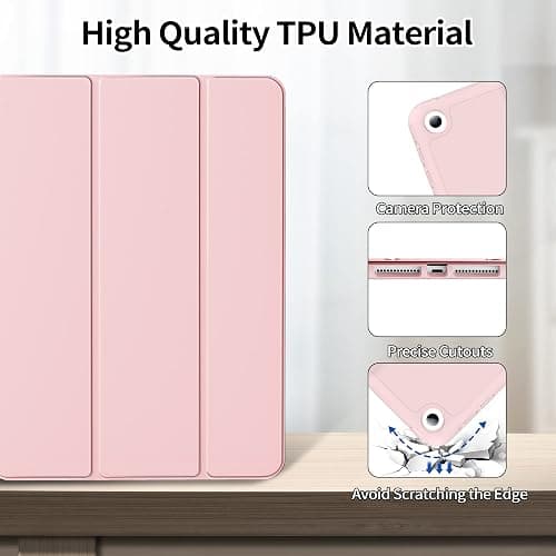 GKABXY Case for iPad 9th/8th/7th Generation 2021/2020/2019 10.2 Inch | With Pencil Holder, Soft TPU Back & Tri-fold Stand Protective, Auto Wake/Sleep for iPad 10.2 Inch, Pink thumbnail 2