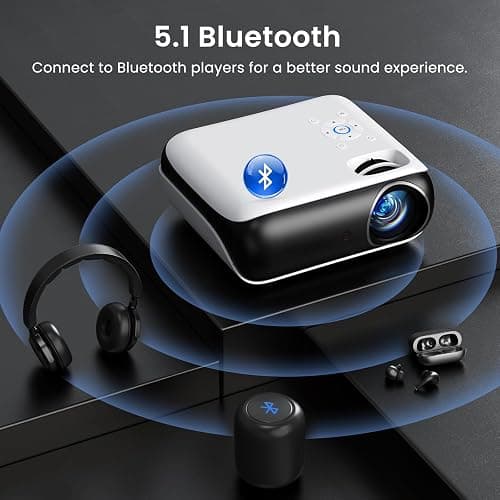 HAPPRUN Native 1080P Bluetooth Mini Projector, Full HD Portable Outdoor Movie Projector with Built-in Speaker, Compatible with Smartphone, HDMI, USB, AV, Fire Stick, PS5 for Home, Bedroom, Outdoor Use thumbnail 5