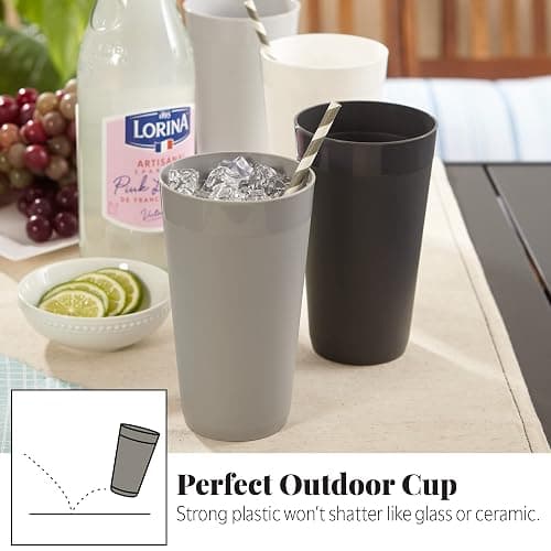 US Acrylic Newport 20 ounce Unbreakable Plastic Stackable Water Tumblers in Grey Stone | Set of 12 Drinking Cups | Reusable, BPA-free, Made in the USA, Top-rack Dishwasher and Microwave Safe thumbnail 5