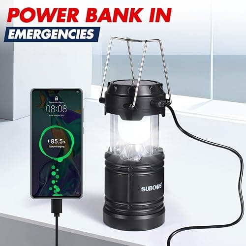 SUBOOS Faroles de camping recargables, lámpara solar y pilas, base magnética, gancho para tienda, accesorios de campamento portátiles para emergencias thumbnail 6