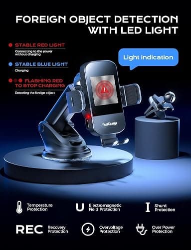 CHGeek Wireless Car Charger, 15W Fast Charging Auto Clamping Phone Holders for Your Car Phone Mount fit for iPhone 17 16 15 14 13 12 Pro Max 11 XR XS, for Samsung Galaxy S25 Ultra S24 S23, Black thumbnail 9