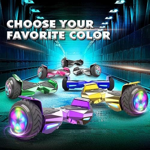 HOVERSTAR hoover boards for a 7-12 year old Chrome Color Flash Wheel,Built-in wireless speaker,hoverboard adult range of over 10 miles, hoverboard for All Ages (SILVER) thumbnail 7